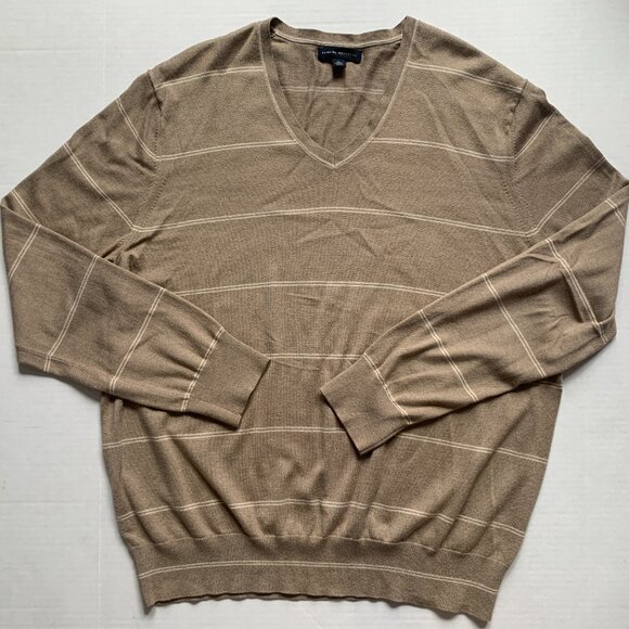 Share Banana Republic VNeck Striped Sweater Mens Size XL Silk Cotton Cashmere Ne - Picture 7 of 10